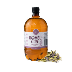 Kombučia su gauromečiu ir mėta